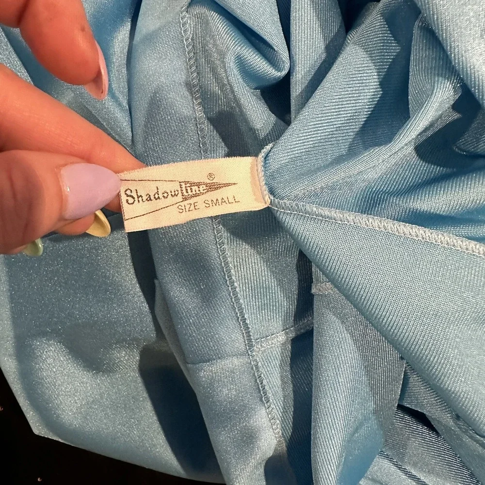 Rare‎ Vintage Women's Shadowline Robe Gown Robin Blue Set Mandarin Sz Small